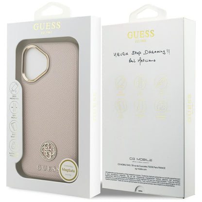 Ovitek MagSafe za Apple iPhone 17, Guess, Grained Strass Logo, Roza