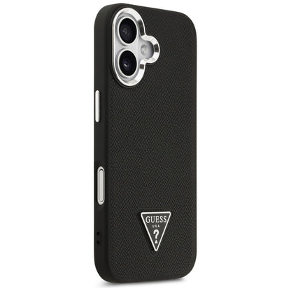 Ovitek MagSafe za Apple iPhone 17, Guess, Grained Triangle Logo, Črn
