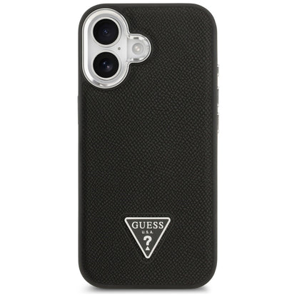 Ovitek MagSafe za Apple iPhone 17, Guess, Grained Triangle Logo, Črn
