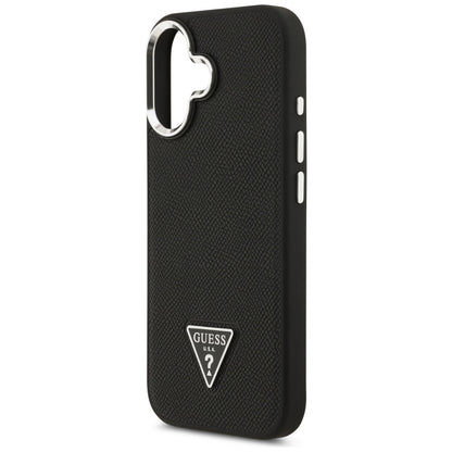 Ovitek MagSafe za Apple iPhone 17, Guess, Grained Triangle Logo, Črn