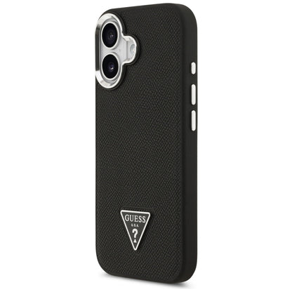 Ovitek MagSafe za Apple iPhone 17, Guess, Grained Triangle Logo, Črn