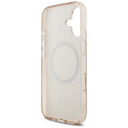 Ovitek MagSafe za Apple iPhone 17, Guess, IML Flowers Allover Electroplated with Pearl Strap, Črna