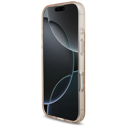 Ovitek MagSafe za Apple iPhone 17, Guess, IML Flowers Allover Electroplated with Pearl Strap, Črna