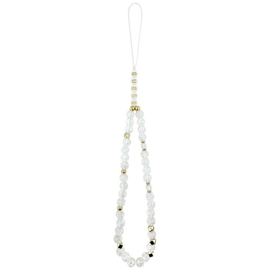 Ovitek MagSafe za Apple iPhone 17, Guess, IML Flowers with Pearl Strap, Bela