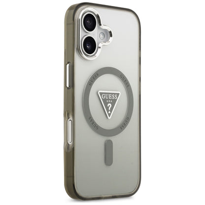 MagSafe Case for Apple iPhone 17, Guess, IML Gradient Triangle Logo, Silver Khaki