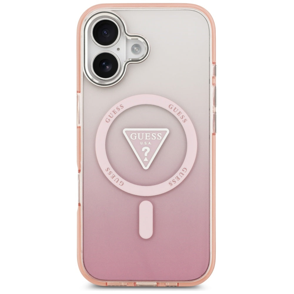 Ovitek MagSafe za Apple iPhone 17, Guess, IML Gradient Triangle Logo, Roza