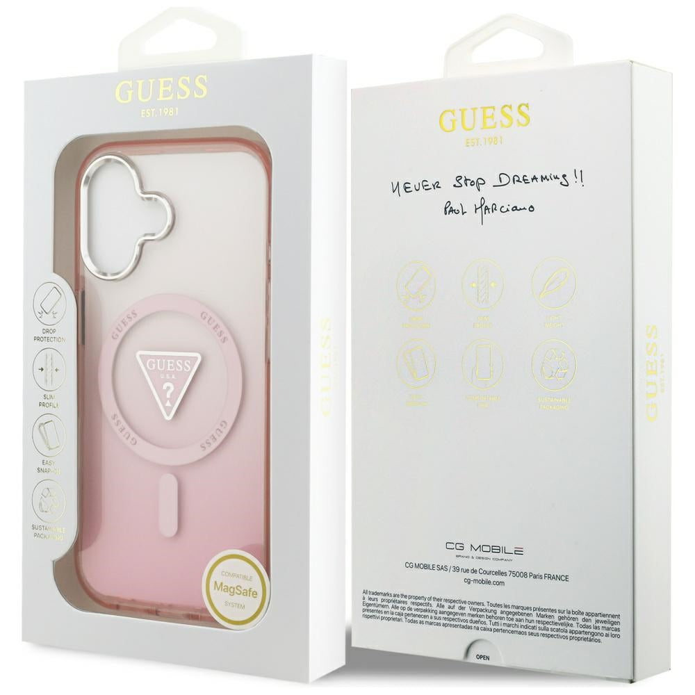 Ovitek MagSafe za Apple iPhone 17, Guess, IML Gradient Triangle Logo, Roza