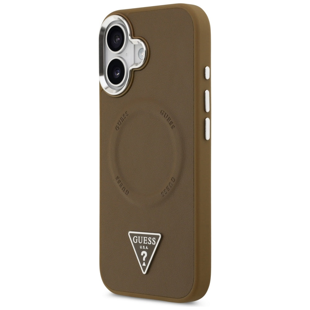 MagSafe ovitek za Apple iPhone 17, Guess, Triangle Logo, Srebrno rjava