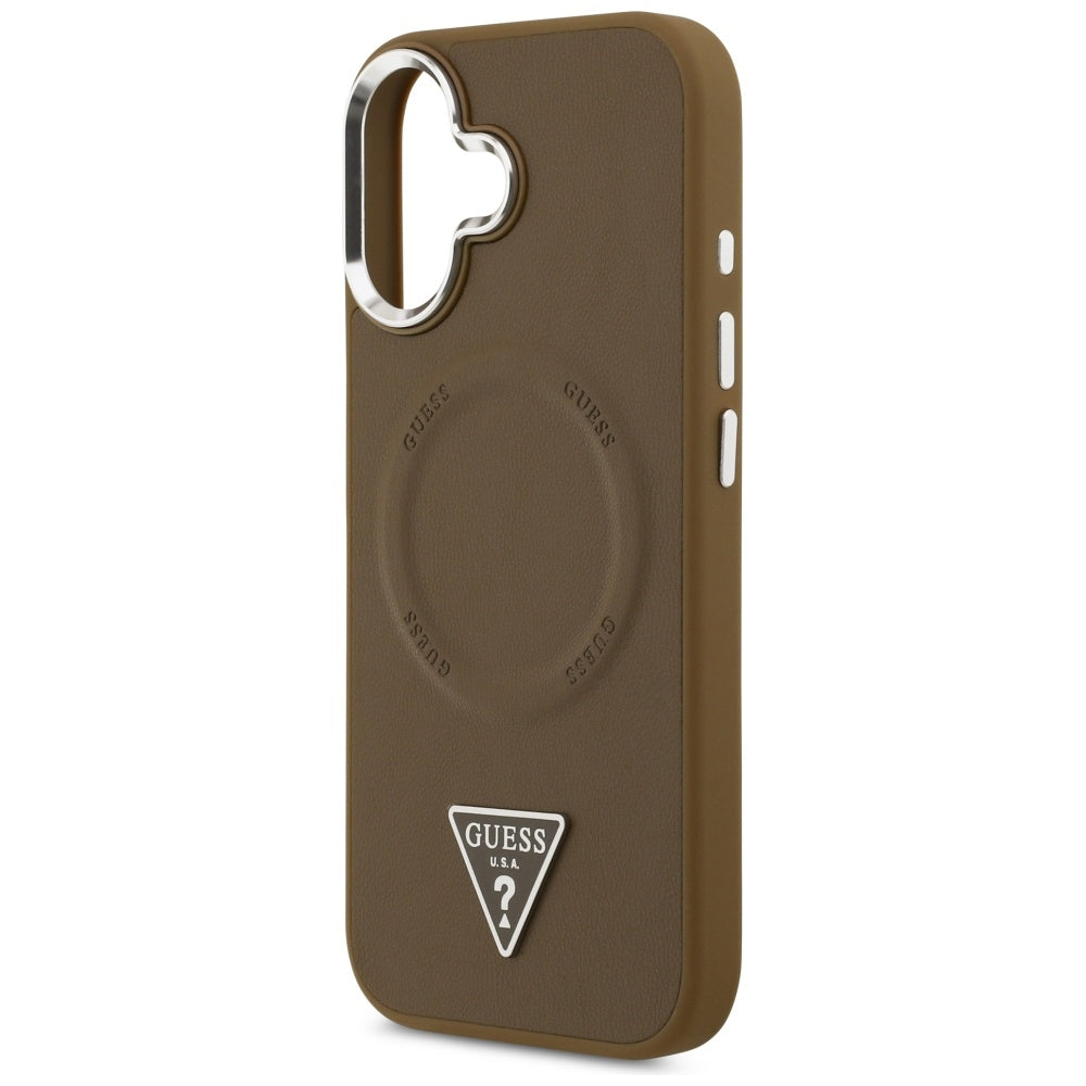 MagSafe ovitek za Apple iPhone 17, Guess, Triangle Logo, Srebrno rjava