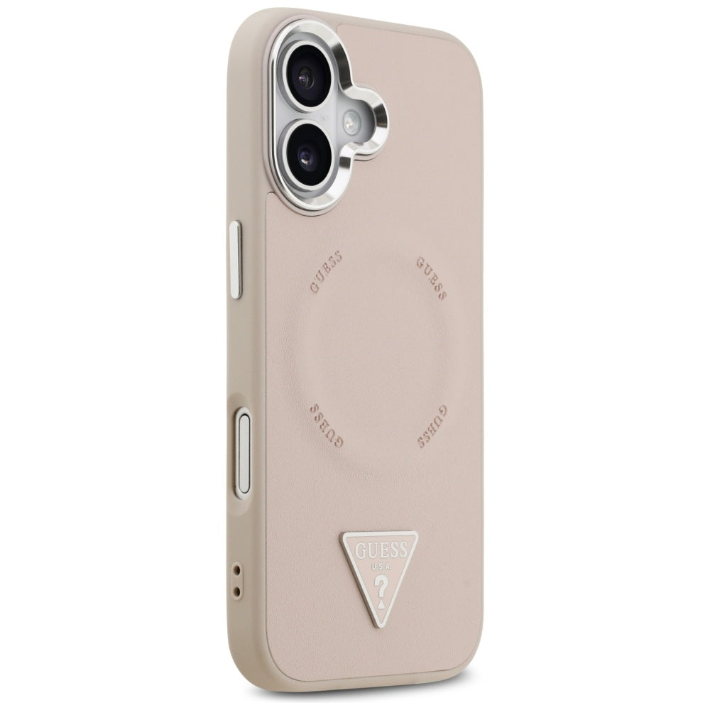 Ovitek MagSafe za Apple iPhone 17, Guess, Triangle Logo, Roza Srebrna