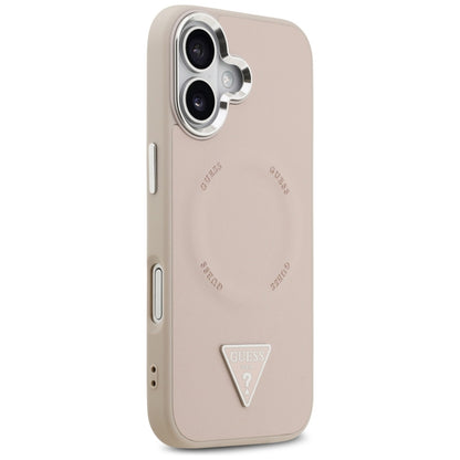 Ovitek MagSafe za Apple iPhone 17, Guess, Triangle Logo, Roza Srebrna