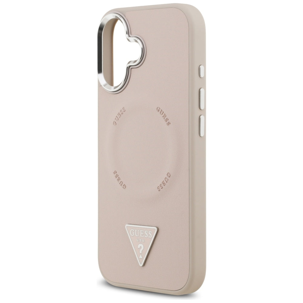 Ovitek MagSafe za Apple iPhone 17, Guess, Triangle Logo, Roza Srebrna