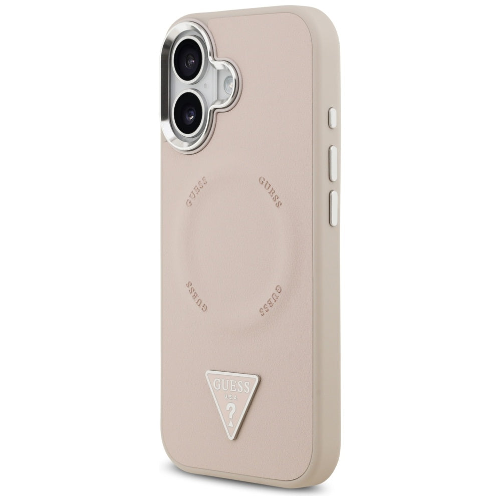 Ovitek MagSafe za Apple iPhone 17, Guess, Triangle Logo, Roza Srebrna