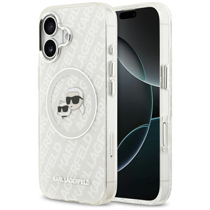 Ovitek MagSafe za Apple iPhone 17, Karl Lagerfeld, IML Glitter Karl & Choupette`s Heads, Siv