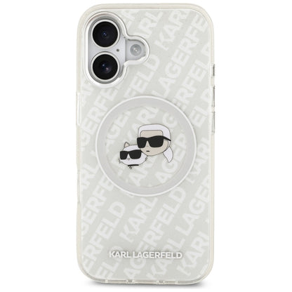 Ovitek MagSafe za Apple iPhone 17, Karl Lagerfeld, IML Glitter Karl & Choupette`s Heads, Siv
