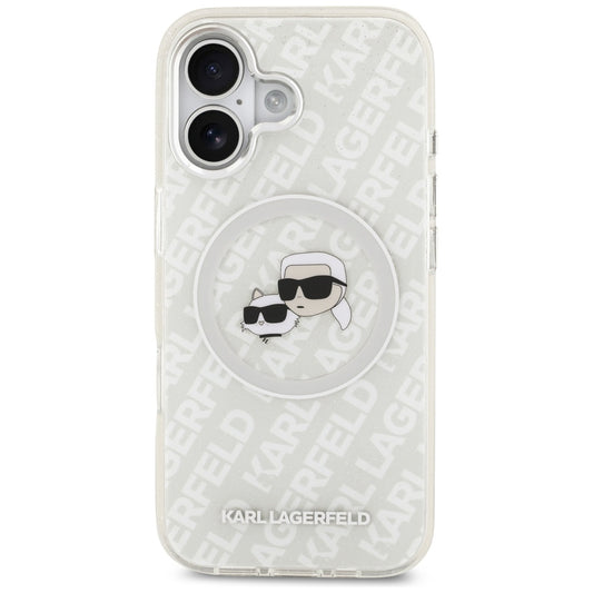 Ovitek MagSafe za Apple iPhone 17, Karl Lagerfeld, IML Glitter Karl & Choupette`s Heads, Siv