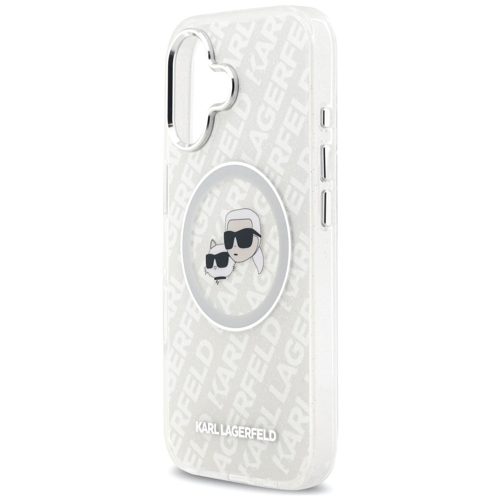 Ovitek MagSafe za Apple iPhone 17, Karl Lagerfeld, IML Glitter Karl & Choupette`s Heads, Siv