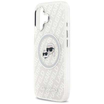 Ovitek MagSafe za Apple iPhone 17, Karl Lagerfeld, IML Glitter Karl & Choupette`s Heads, Siv