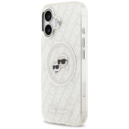 Ovitek MagSafe za Apple iPhone 17, Karl Lagerfeld, IML Glitter Karl & Choupette`s Heads, Siv