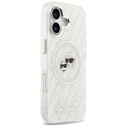Ovitek MagSafe za Apple iPhone 17, Karl Lagerfeld, IML Glitter Karl & Choupette`s Heads, Siv