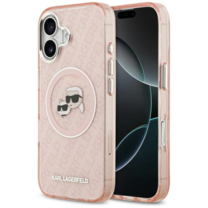 Ovitek MagSafe za Apple iPhone 17, Karl Lagerfeld, IML Glitter Karl & Choupette`s Heads, Roza
