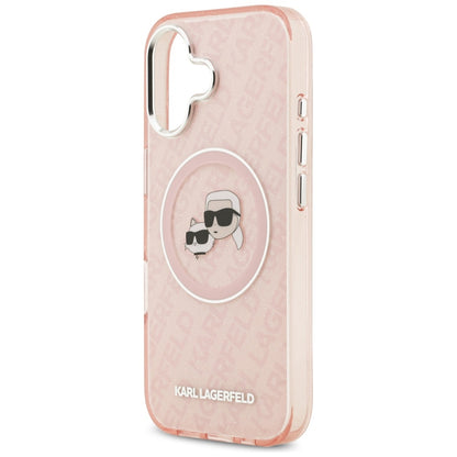 Ovitek MagSafe za Apple iPhone 17, Karl Lagerfeld, IML Glitter Karl & Choupette`s Heads, Roza