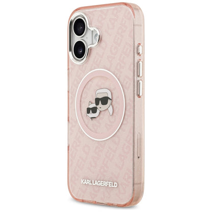 Ovitek MagSafe za Apple iPhone 17, Karl Lagerfeld, IML Glitter Karl & Choupette`s Heads, Roza