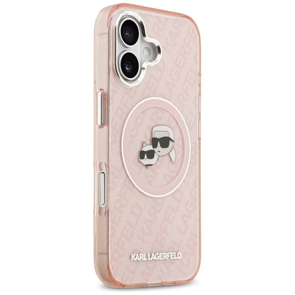 Ovitek MagSafe za Apple iPhone 17, Karl Lagerfeld, IML Glitter Karl & Choupette`s Heads, Roza