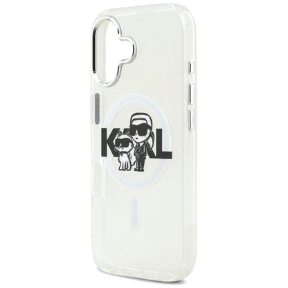 Ovitek MagSafe za Apple iPhone 17, Karl Lagerfeld, IML Sketch Logo Glitter Karl & Choupette, Prozoren