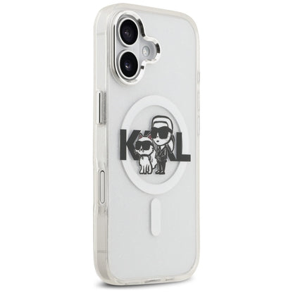 Ovitek MagSafe za Apple iPhone 17, Karl Lagerfeld, IML Sketch Logo Glitter Karl & Choupette, Prozoren