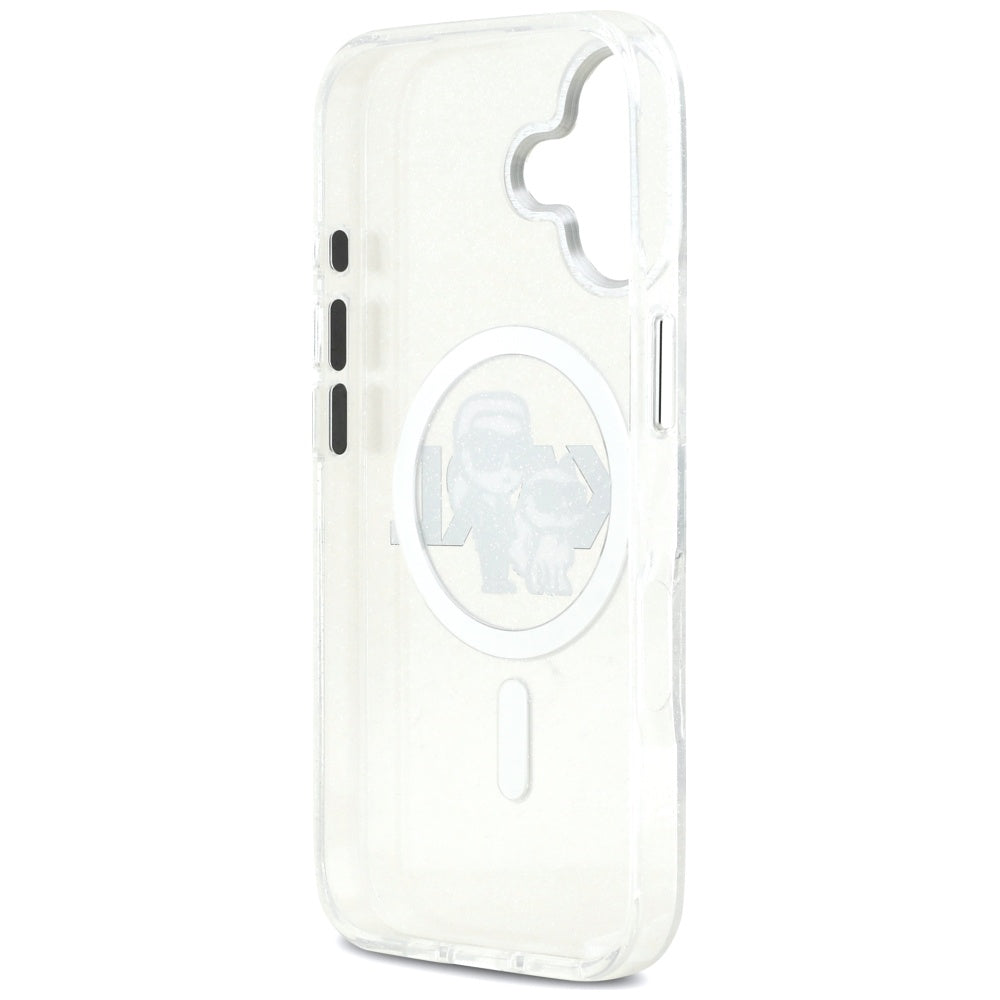 Ovitek MagSafe za Apple iPhone 17, Karl Lagerfeld, IML Sketch Logo Glitter Karl & Choupette, Prozoren
