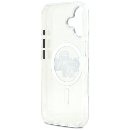Ovitek MagSafe za Apple iPhone 17, Karl Lagerfeld, IML Sketch Logo Glitter Karl & Choupette, Prozoren