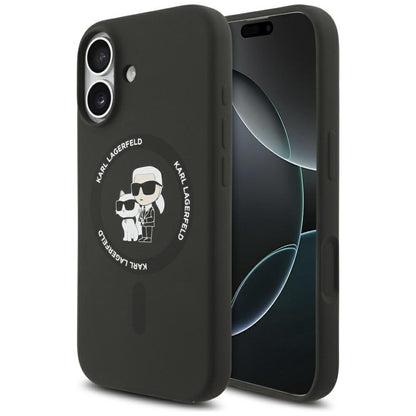 Ovitek MagSafe za Apple iPhone 17, Karl Lagerfeld, Ring Karl & Choupette, črn