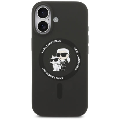 Ovitek MagSafe za Apple iPhone 17, Karl Lagerfeld, Ring Karl & Choupette, črn