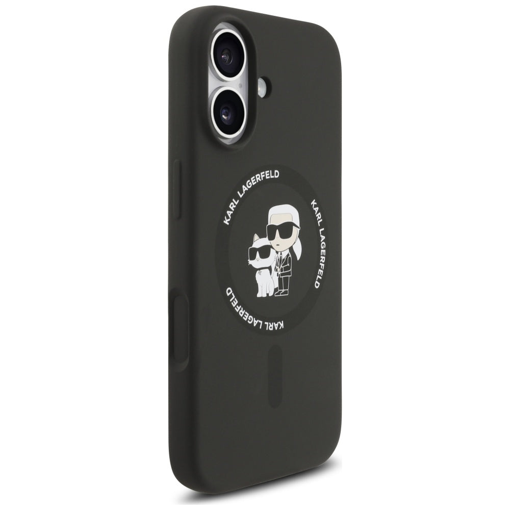 Ovitek MagSafe za Apple iPhone 17, Karl Lagerfeld, Ring Karl & Choupette, črn