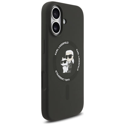 Ovitek MagSafe za Apple iPhone 17, Karl Lagerfeld, Ring Karl & Choupette, črn
