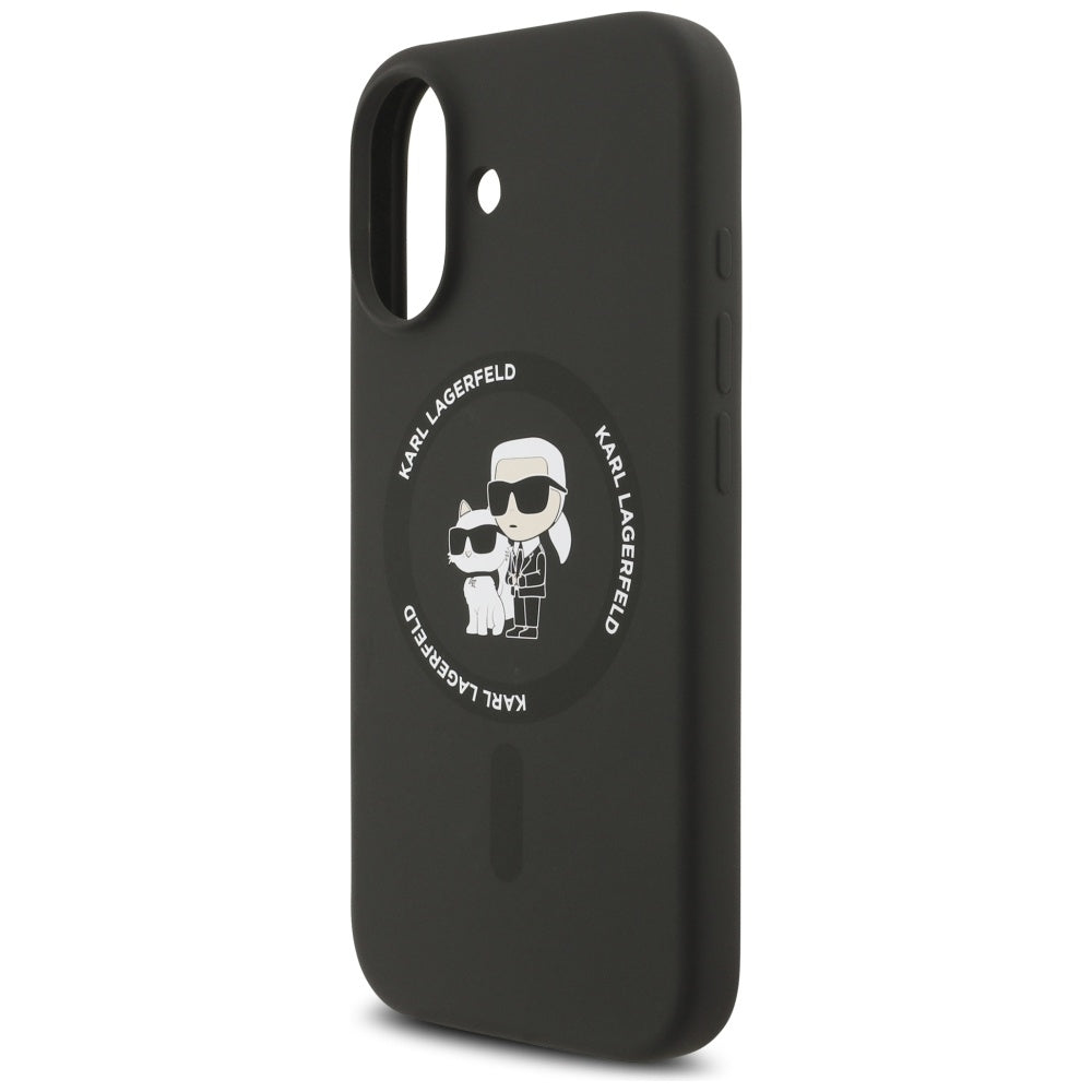 Ovitek MagSafe za Apple iPhone 17, Karl Lagerfeld, Ring Karl & Choupette, črn
