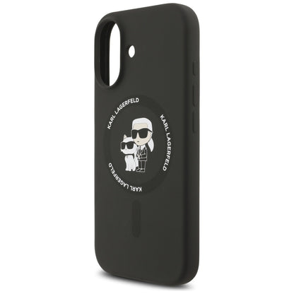 Ovitek MagSafe za Apple iPhone 17, Karl Lagerfeld, Ring Karl & Choupette, črn