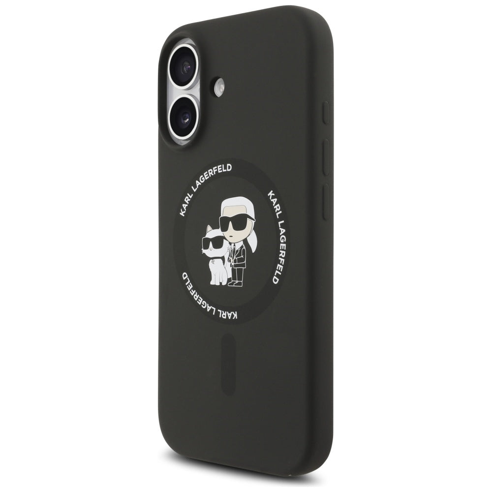 Ovitek MagSafe za Apple iPhone 17, Karl Lagerfeld, Ring Karl & Choupette, črn