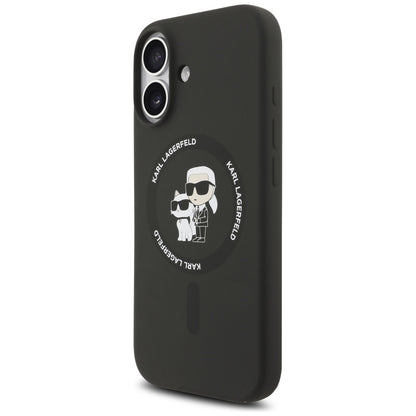 Ovitek MagSafe za Apple iPhone 17, Karl Lagerfeld, Ring Karl & Choupette, črn