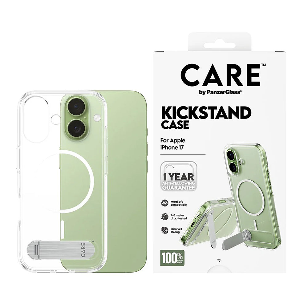 Ovitek MagSafe za Apple iPhone 17, PanzerGlass, s funkcijo stojala, prozoren