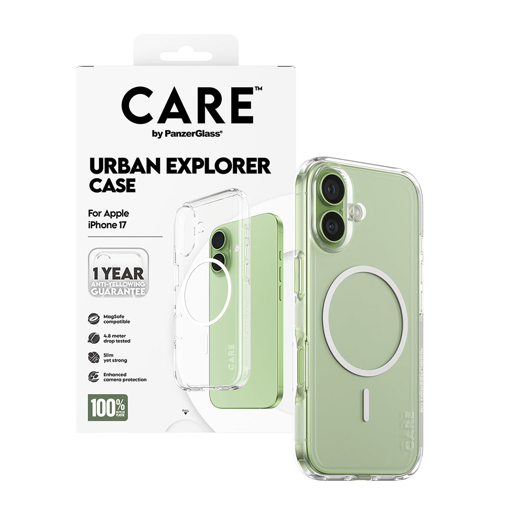 Ovitek MagSafe za Apple iPhone 17, PanzerGlass, Care Urban Explorer, Prozorno Bel
