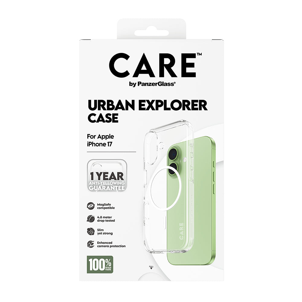 Ovitek MagSafe za Apple iPhone 17, PanzerGlass, Care Urban Explorer, Prozorno Bel
