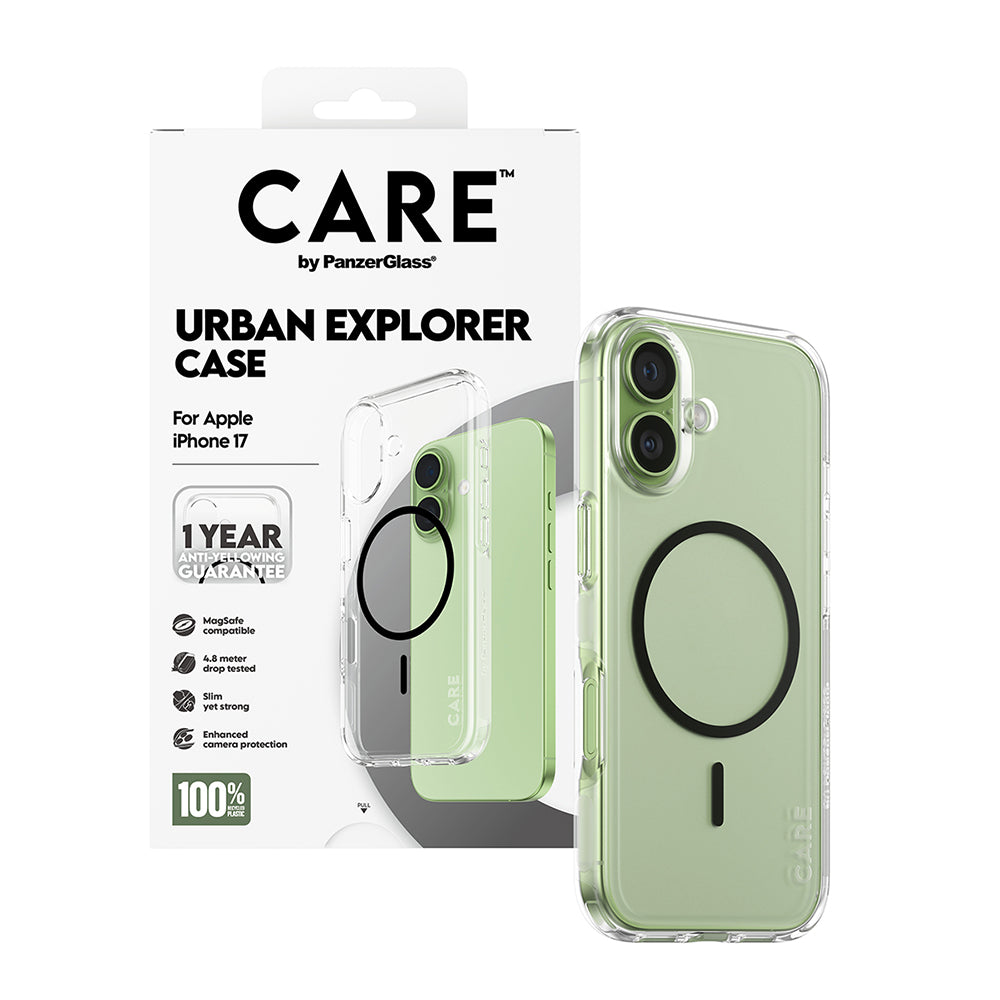 Ovitek MagSafe za Apple iPhone 17, PanzerGlass, Care Urban Explorer, Prosojna Črna