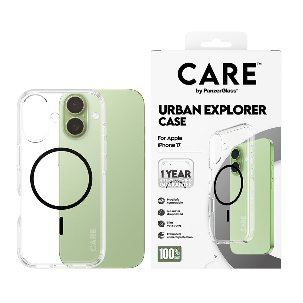 Ovitek MagSafe za Apple iPhone 17, PanzerGlass, Care Urban Explorer, Prosojna Črna
