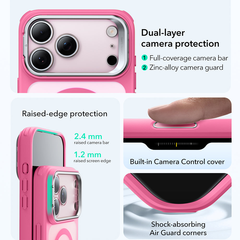Ovitek MagSafe za Apple iPhone 17 Pro, ESR, Classic Hybrid Kickstand, Satenasto Roza