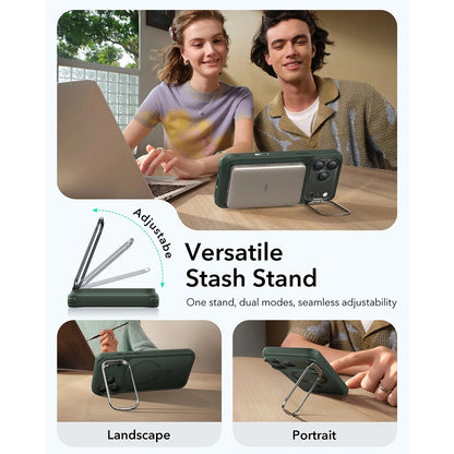 Ovitek MagSafe za Apple iPhone 17 Pro, ESR, Classic Hybrid Kickstand, Satenasto zelen