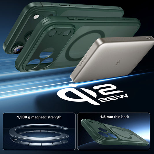 Ovitek MagSafe za Apple iPhone 17 Pro, ESR, Classic Hybrid, Satenasto zelen