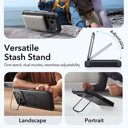 Ovitek MagSafe za Apple iPhone 17 Pro, ESR, Cyber Armor Kickstand, Črn