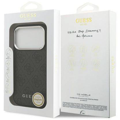 MagSafe ovitek za Apple iPhone 17 Pro, Guess, 4G Classic Logo, črn